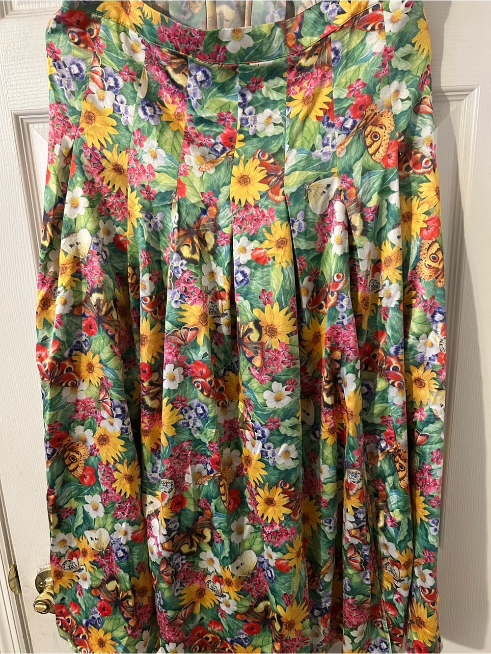 Dangerfield Green Floral & Butterfly Pleated Skirt